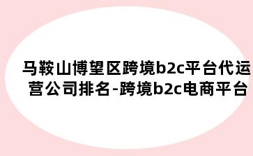 马鞍山博望区跨境b2c平台代运营公司排名-跨境b2c电商平台排名