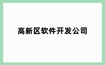 高新区软件开发公司