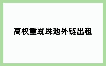 高权重蜘蛛池外链出租