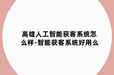 高雄人工智能获客系统怎么样-智能获客系统好用么