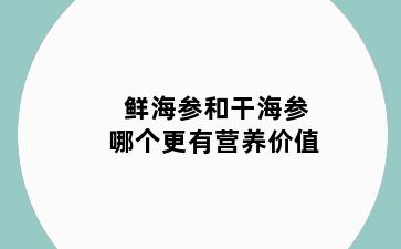 鲜海参和干海参哪个更有营养价值