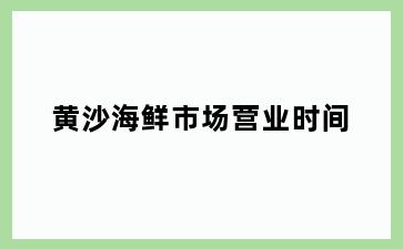 黄沙海鲜市场营业时间