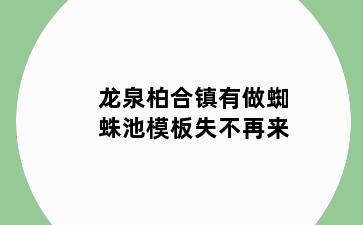 龙泉柏合镇有做蜘蛛池模板失不再来