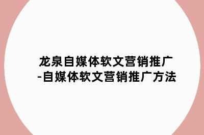 龙泉自媒体软文营销推广-自媒体软文营销推广方法